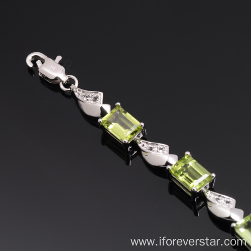 Natural Peridot 925 Sterling Silver New Gold Bracelet